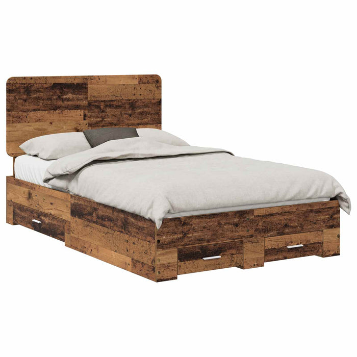 Cadru de pat cu headboard Lemn vechi 120 x 190 cm Lemn compozit - WALTI WALTI