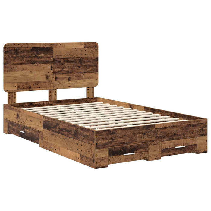 Cadru de pat cu headboard Lemn vechi 120 x 190 cm Lemn compozit - WALTI WALTI