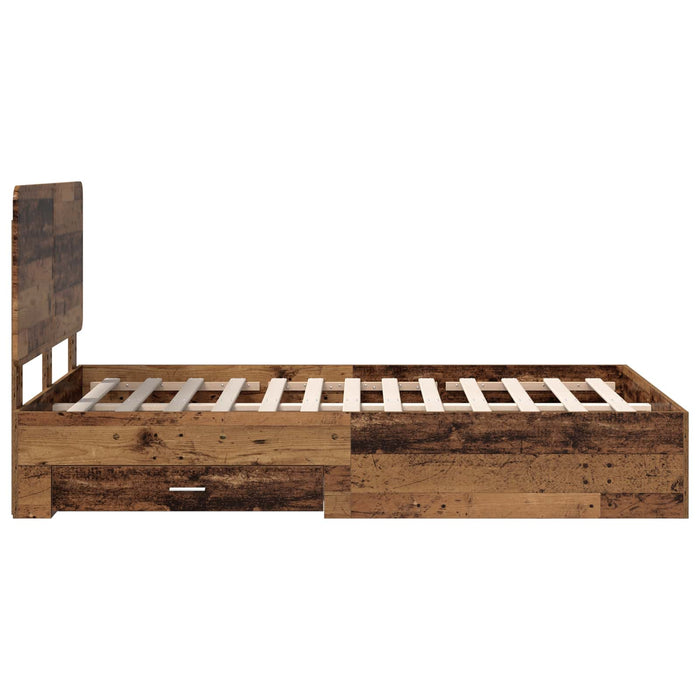 Cadru de pat cu headboard Lemn vechi 120 x 190 cm Lemn compozit - WALTI WALTI