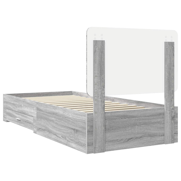 Cadru de pat cu headboard Gri Sonoma 100 x 200 cm Lemn compozit - WALTI WALTI