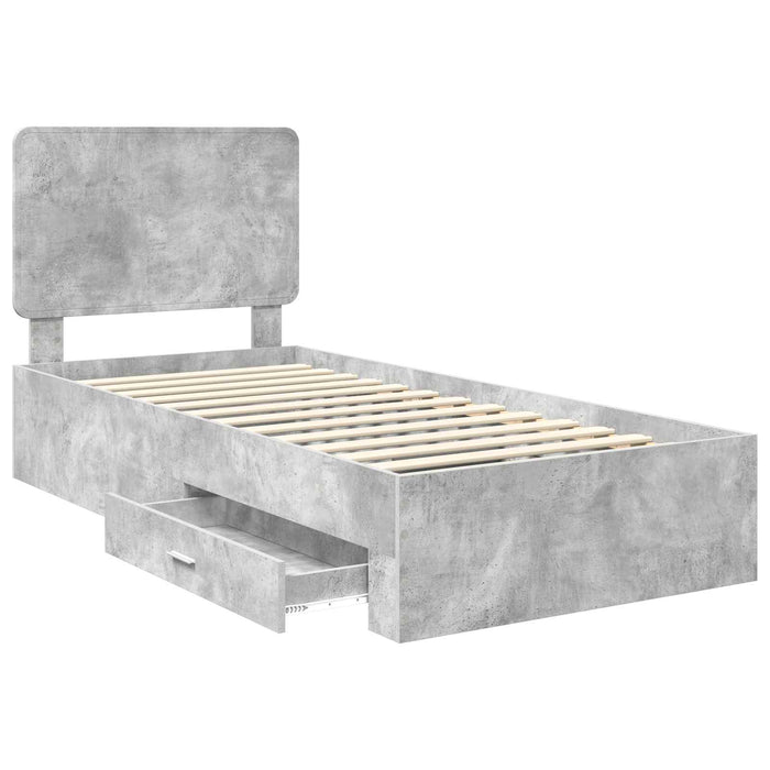 Cadru de pat cu sertar Gri din beton 90 x 200 cm Lemn compozit - WALTI WALTI