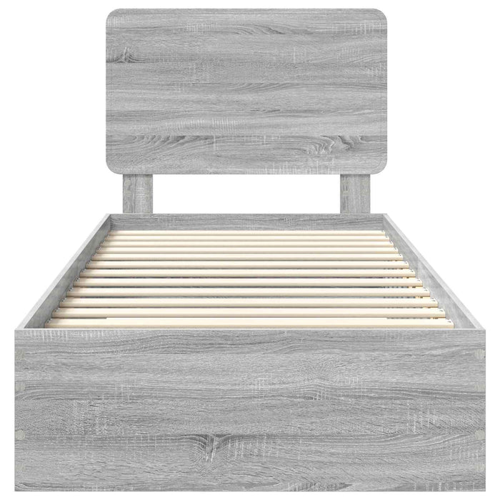 Cadru de pat cu headboard Gri Sonoma 90 x 200 cm Lemn compozit - WALTI WALTI