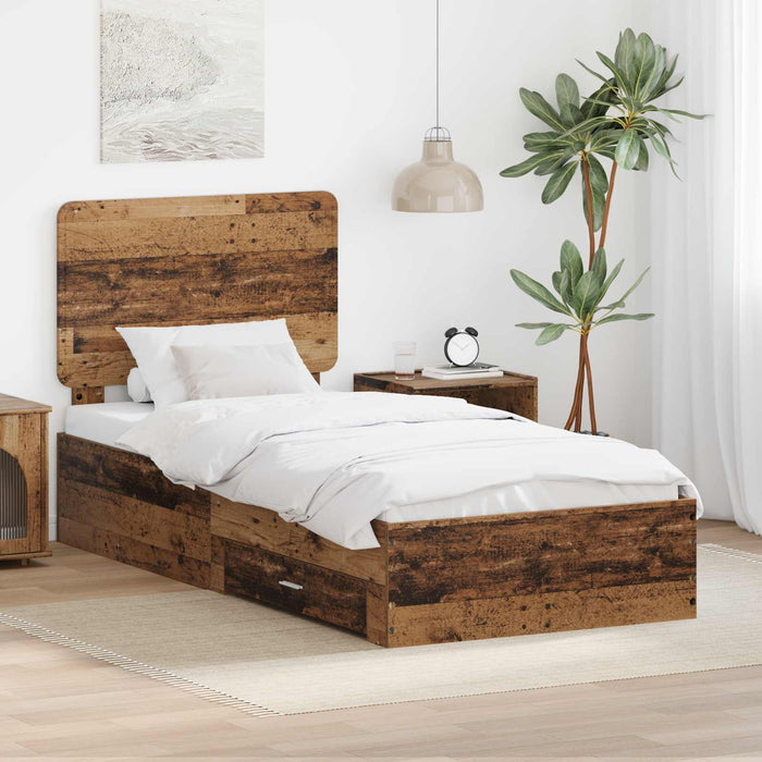 Cadru de pat cu headboard Lemn vechi 90 x 200 cm Lemn compozit - WALTI WALTI