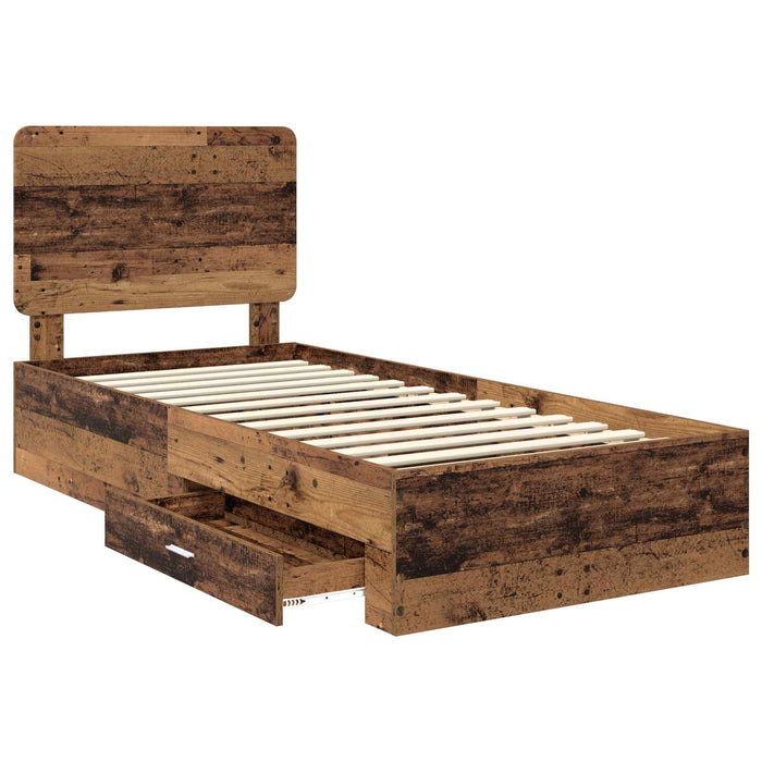 Cadru de pat cu headboard Lemn vechi 90 x 200 cm Lemn compozit - WALTI WALTI