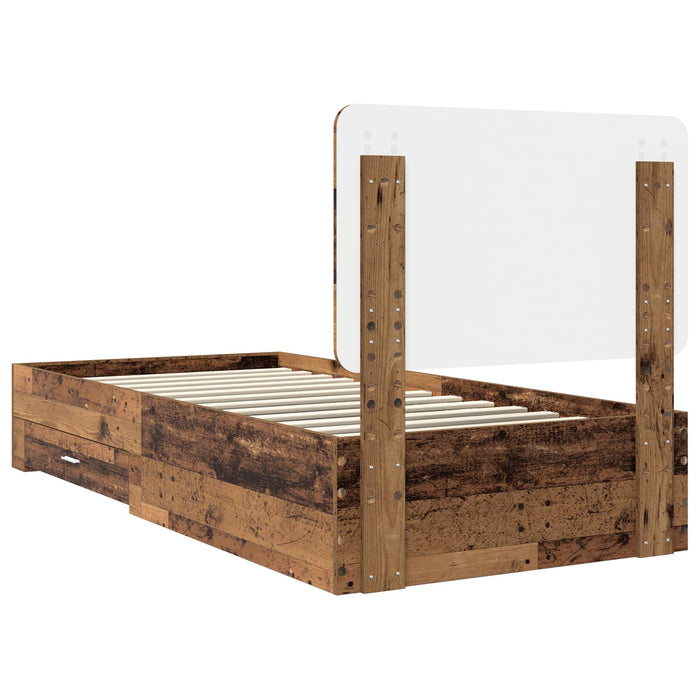 Cadru de pat cu headboard Lemn vechi 90 x 200 cm Lemn compozit - WALTI WALTI