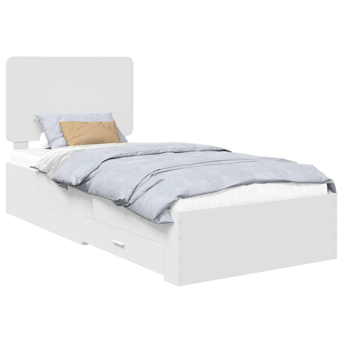 Cadru de pat cu headboard Alb 90 x 190 cm Lemn compozit - WALTI WALTI