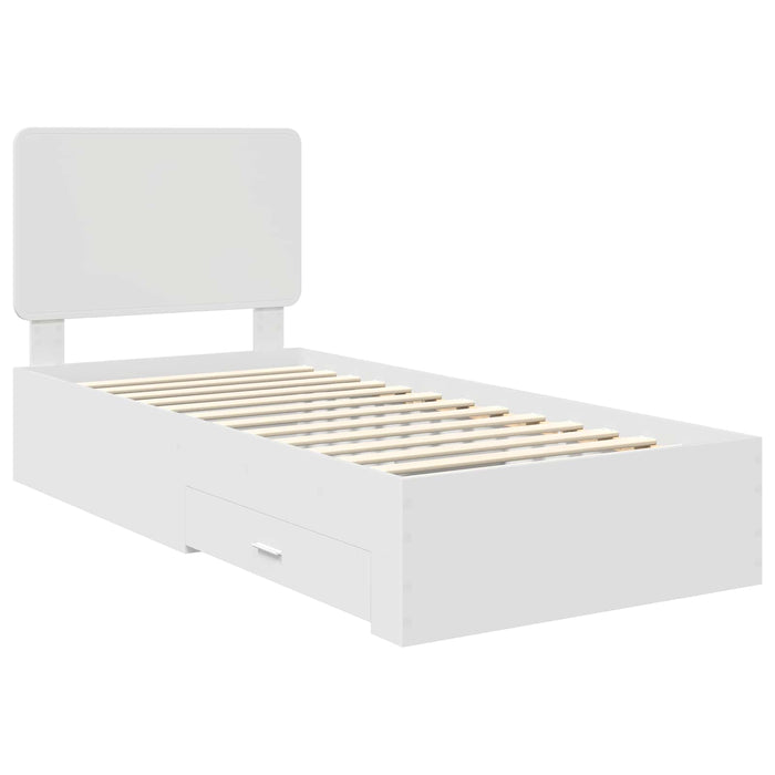Cadru de pat cu headboard Alb 90 x 190 cm Lemn compozit - WALTI WALTI