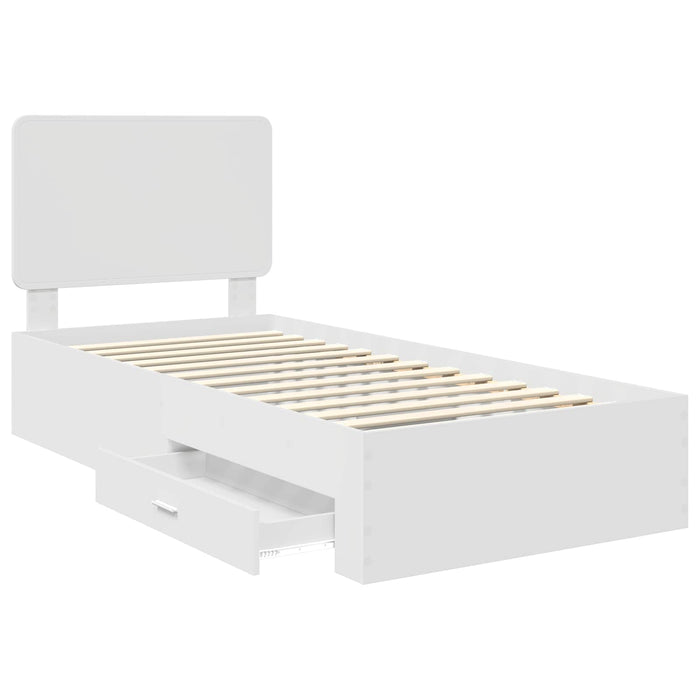 Cadru de pat cu headboard Alb 90 x 190 cm Lemn compozit - WALTI WALTI
