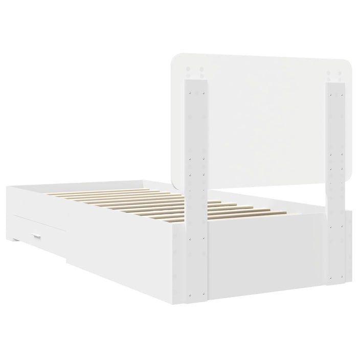 Cadru de pat cu headboard Alb 90 x 190 cm Lemn compozit - WALTI WALTI