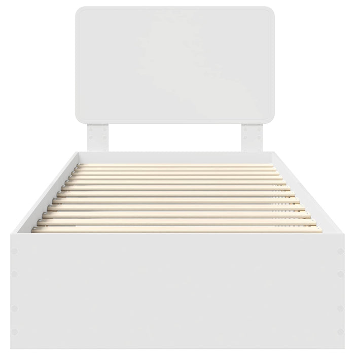 Cadru de pat cu headboard Alb 90 x 190 cm Lemn compozit - WALTI WALTI