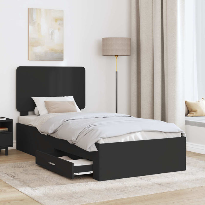 Cadru de pat cu headboard Negru 75 x 190 cm Lemn compozit - WALTI WALTI