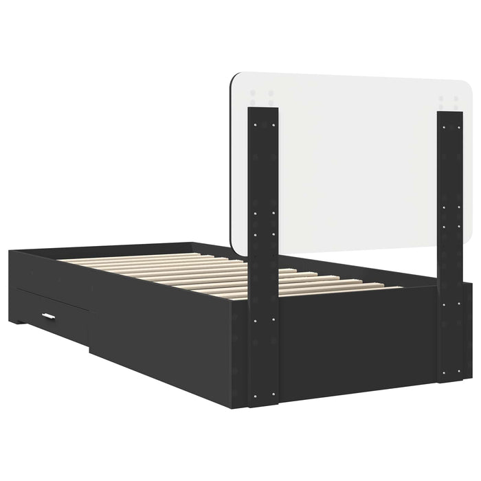 Cadru de pat cu headboard Negru 75 x 190 cm Lemn compozit - WALTI WALTI