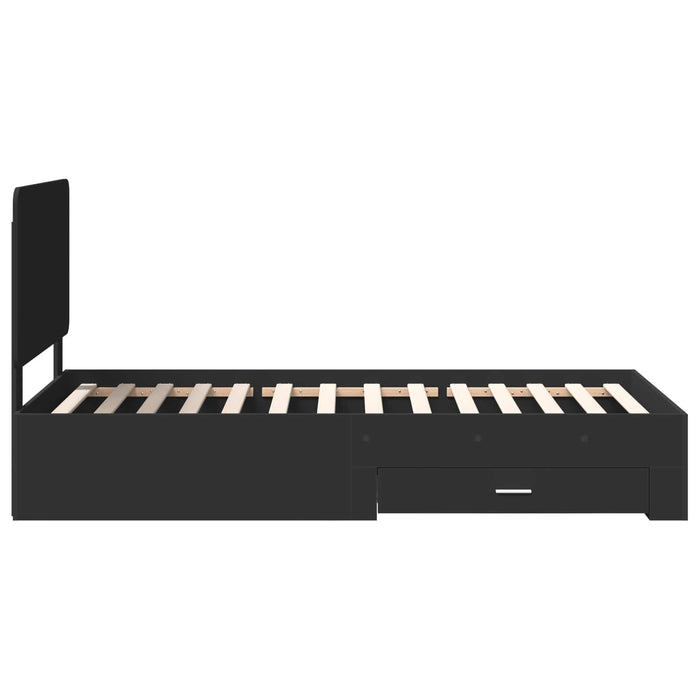 Cadru de pat cu headboard Negru 75 x 190 cm Lemn compozit - WALTI WALTI