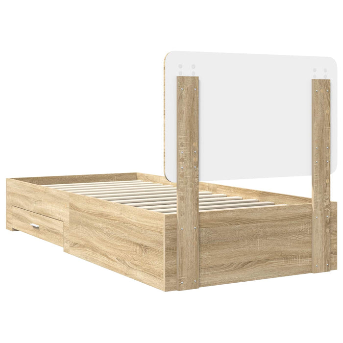 Cadru de pat cu sertar Stejar Sonoma 75 x 190 cm Lemn compozit - WALTI WALTI