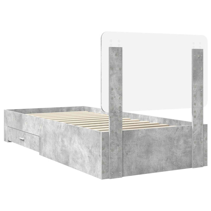 Cadru de pat cu sertar Gri din beton 70 x 190 cm Lemn compozit - WALTI WALTI