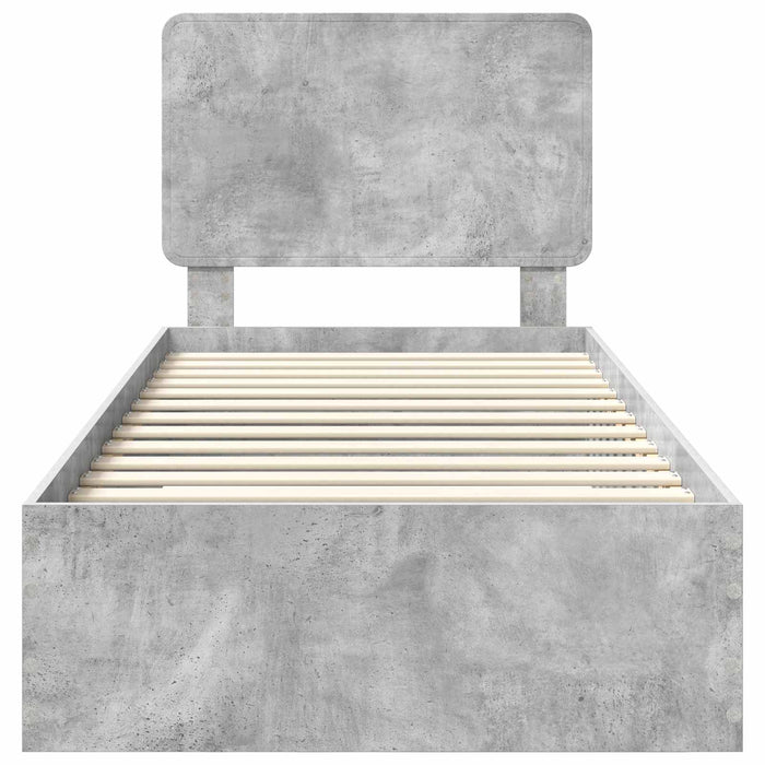 Cadru de pat cu sertar Gri din beton 70 x 190 cm Lemn compozit - WALTI WALTI