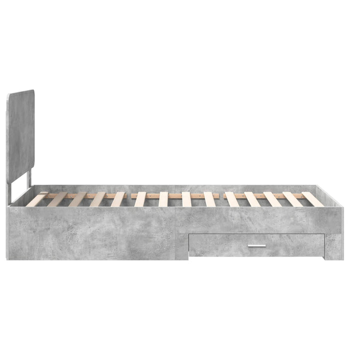 Cadru de pat cu sertar Gri din beton 70 x 190 cm Lemn compozit - WALTI WALTI