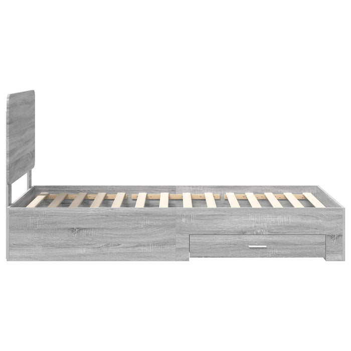 Cadru de pat cu headboard Gri Sonoma 75 x 190 cm Lemn compozit - WALTI WALTI