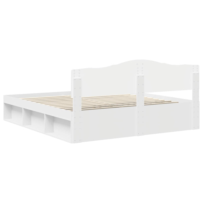 Cadru de pat cu headboard Alb 200 x 200 cm Lemn de pin masiv - WALTI WALTI