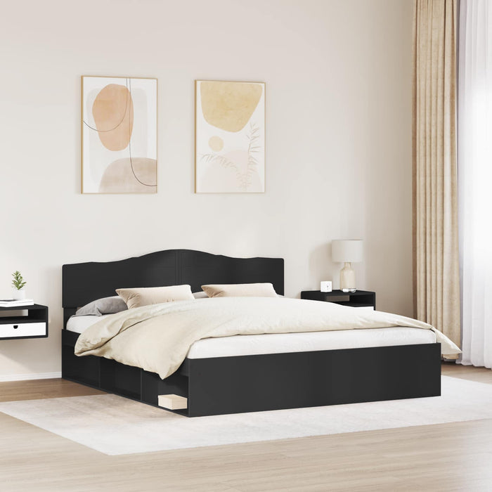 Cadru de pat cu headboard Negru 200 x 200 cm Lemn de pin masiv - WALTI WALTI