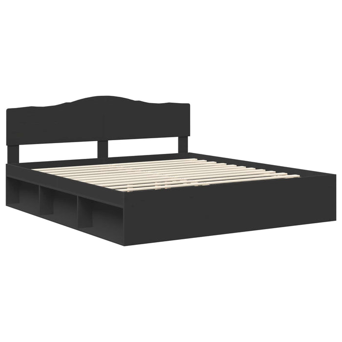 Cadru de pat cu headboard Negru 200 x 200 cm Lemn de pin masiv - WALTI WALTI