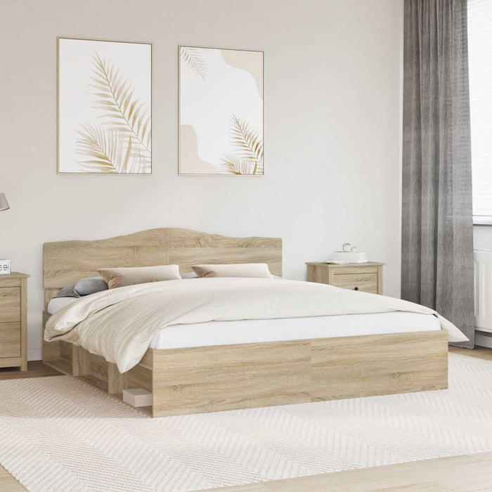 Cadru de pat cu headboard Sonoma 200 x 200 cm Lemn de pin masiv - WALTI WALTI