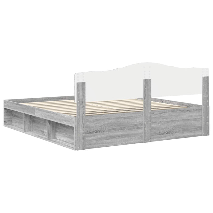Cadru de pat Gri Sonoma 200 x 200 cm Lemn de pin masiv - WALTI WALTI