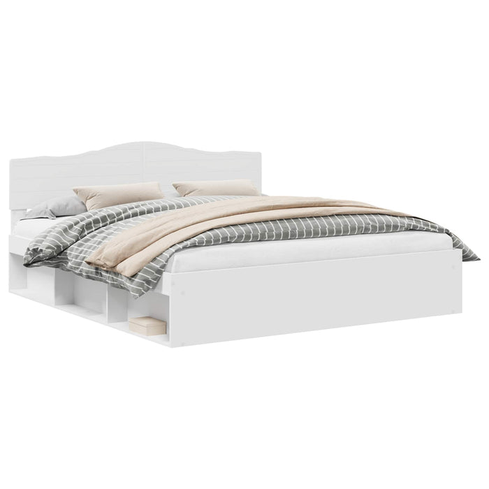 Cadru de pat cu headboard Alb 180 x 200 cm Lemn de pin masiv - WALTI WALTI