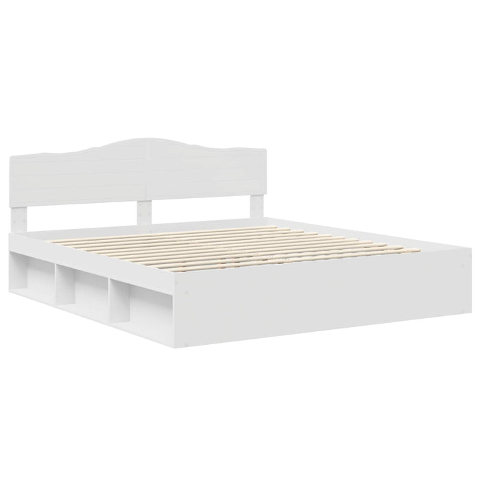 Cadru de pat cu headboard Alb 180 x 200 cm Lemn de pin masiv - WALTI WALTI