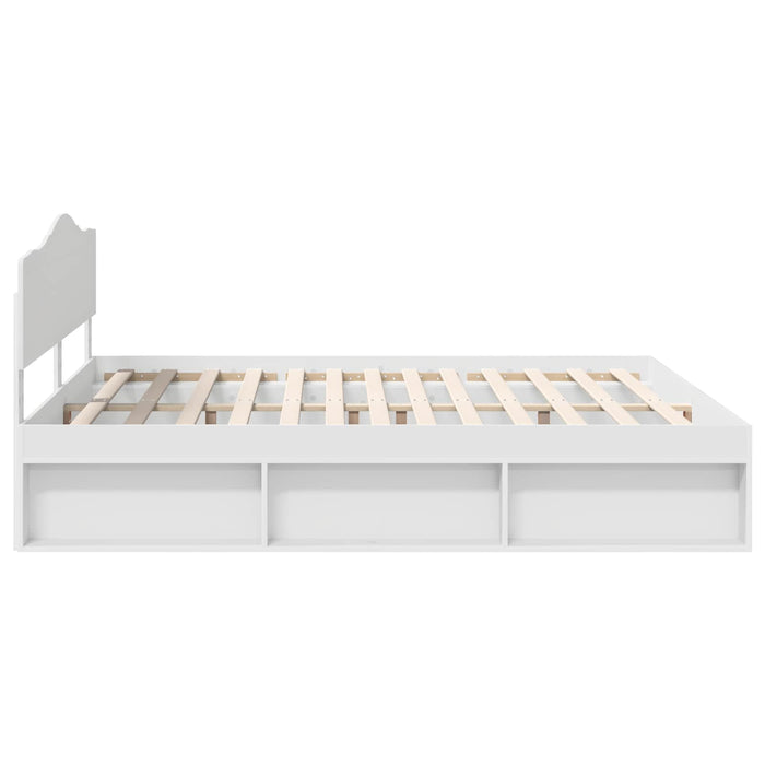 Cadru de pat cu headboard Alb 180 x 200 cm Lemn de pin masiv - WALTI WALTI