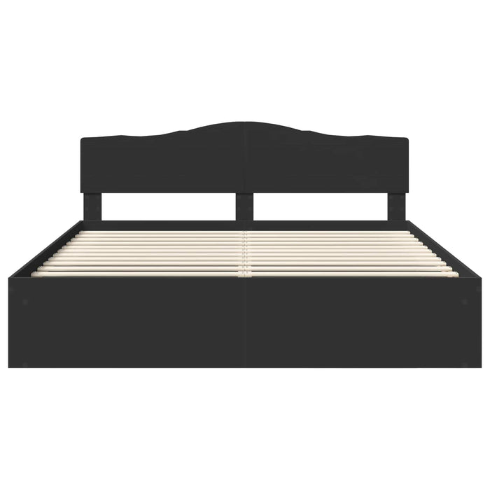 Cadru de pat cu headboard Negru 180 x 200 cm Lemn de pin masiv - WALTI WALTI