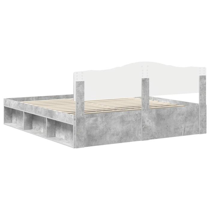 Cadru de pat cu headboard Beton 180 x 200 cm Lemn de pin masiv - WALTI WALTI