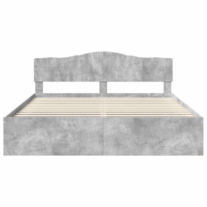 Cadru de pat cu headboard Beton 180 x 200 cm Lemn de pin masiv - WALTI WALTI