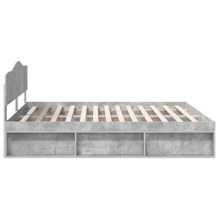 Cadru de pat cu headboard Beton 180 x 200 cm Lemn de pin masiv - WALTI WALTI