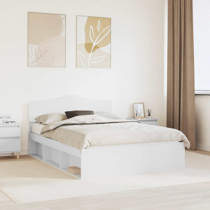 Cadru de pat cu headboard Alb 160 x 200 cm Lemn de pin masiv - WALTI WALTI