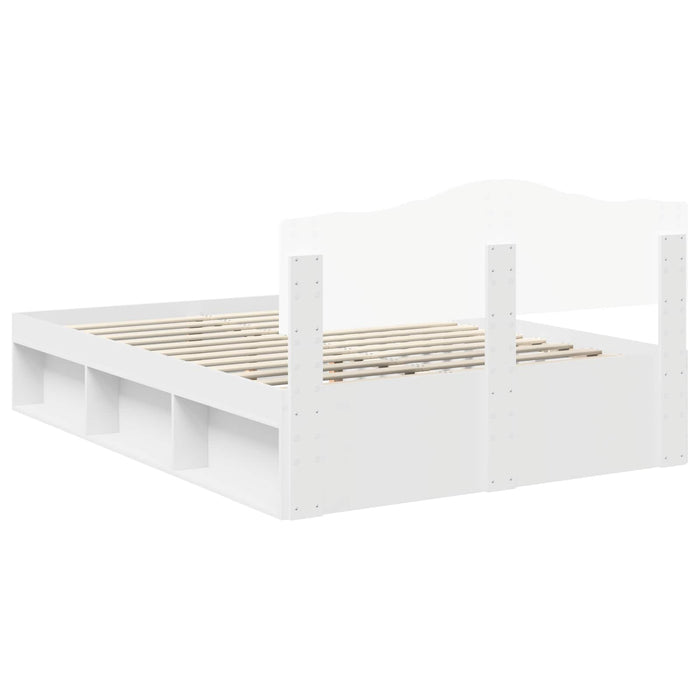 Cadru de pat cu headboard Alb 160 x 200 cm Lemn de pin masiv - WALTI WALTI