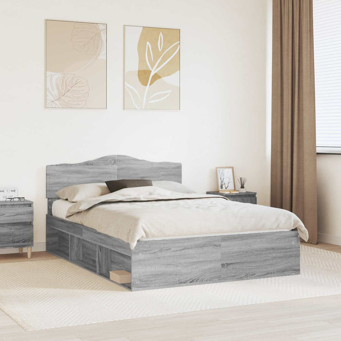 Cadru de pat Gri Sonoma 160 x 200 cm Lemn de pin masiv - WALTI WALTI