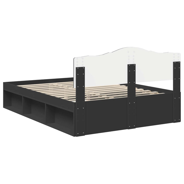 Cadru de pat cu headboard Negru 150 x 200 cm Lemn de pin masiv - WALTI WALTI