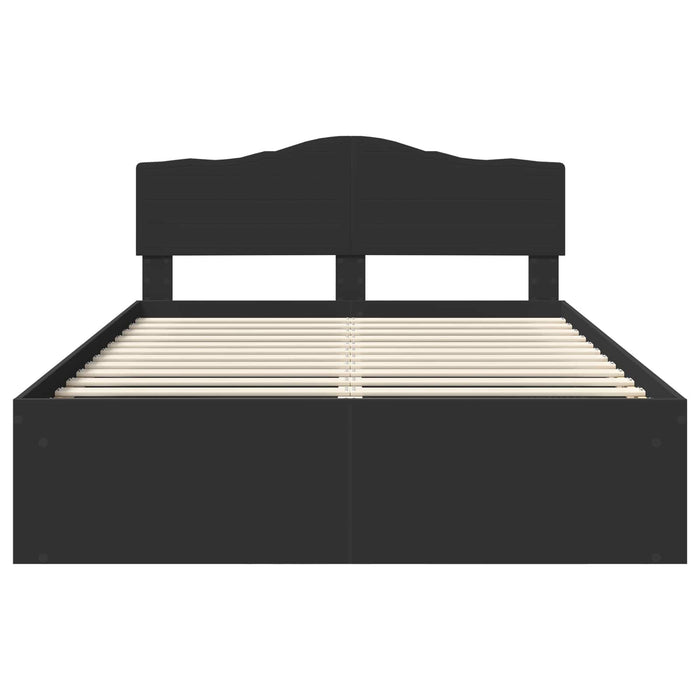 Cadru de pat cu headboard Negru 150 x 200 cm Lemn de pin masiv - WALTI WALTI