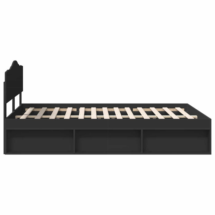 Cadru de pat cu headboard Negru 150 x 200 cm Lemn de pin masiv - WALTI WALTI