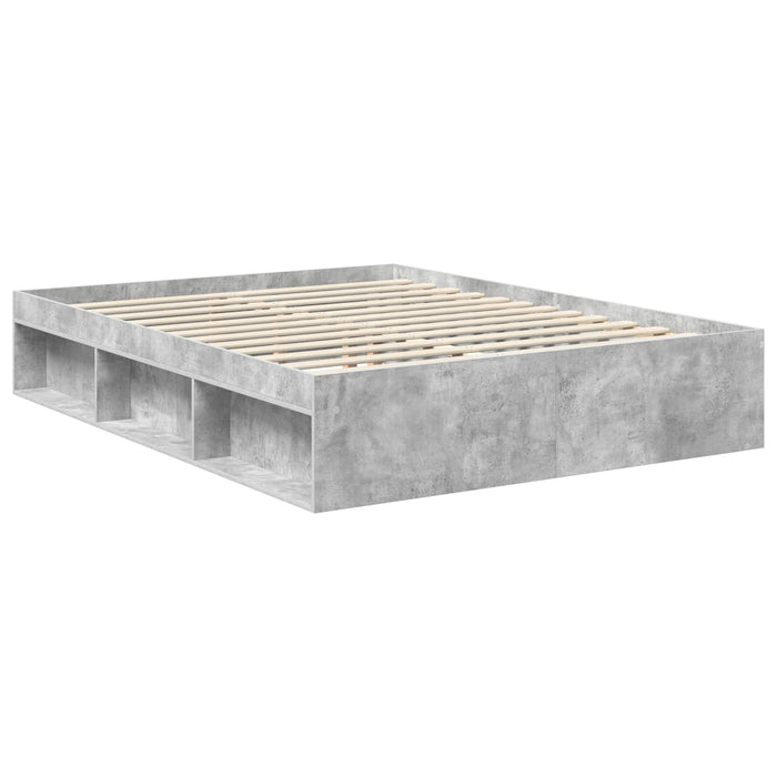 Cadru de pat Gri Concret 150 x 200 cm Lemn de pin masiv - WALTI WALTI