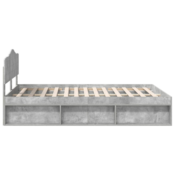 Cadru de pat Gri Concret 150 x 200 cm Lemn de pin masiv - WALTI WALTI