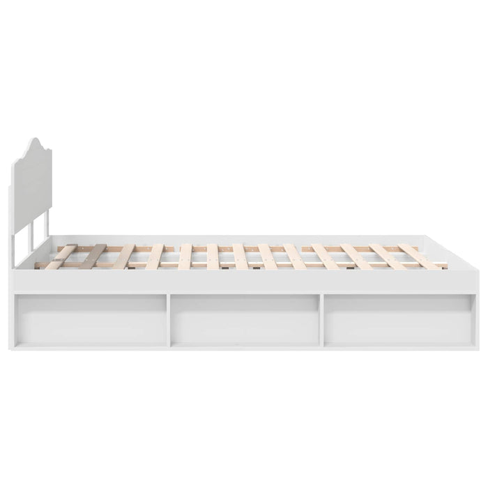 Cadru de pat cu headboard Alb 140 x 200 cm Lemn de pin masiv - WALTI WALTI