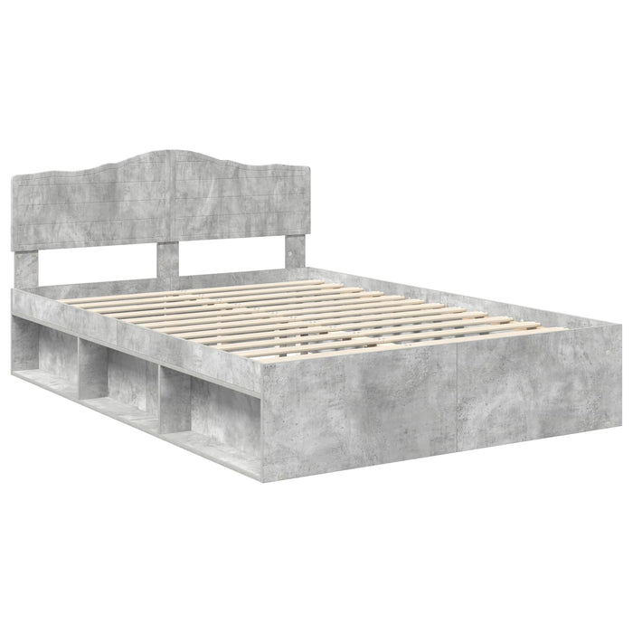 Cadru de pat cu headboard Beton 140 x 200 cm Lemn de pin masiv - WALTI WALTI