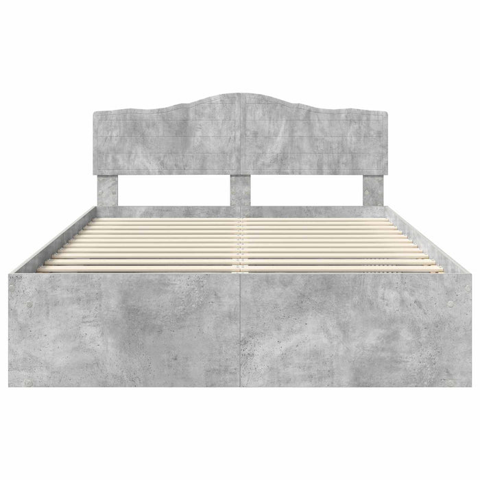 Cadru de pat cu headboard Beton 140 x 200 cm Lemn de pin masiv - WALTI WALTI