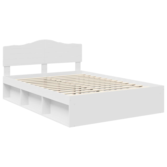 Cadru de pat cu headboard Alb 140 x 190 cm Lemn de pin masiv - WALTI WALTI