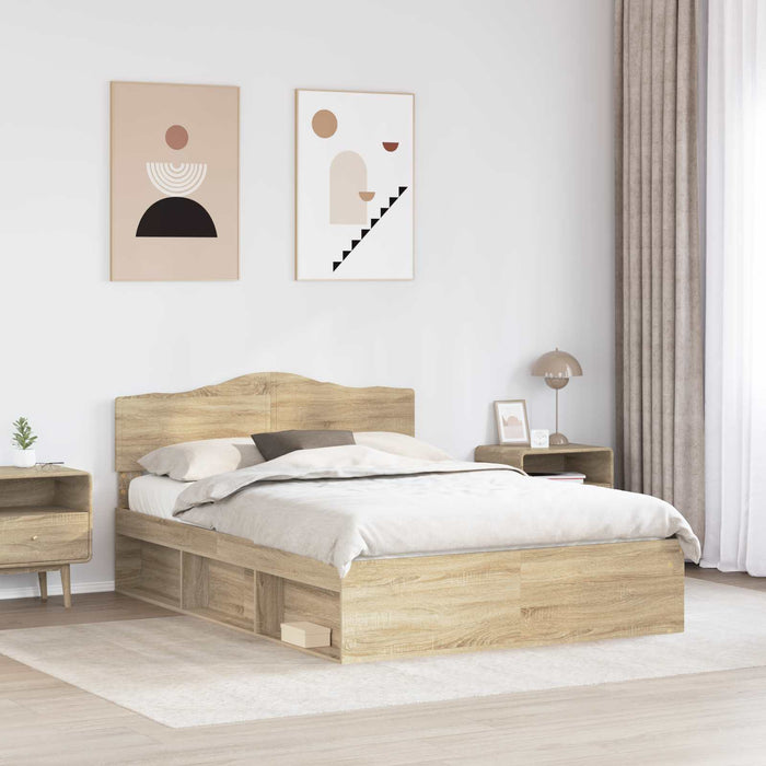 Cadru de pat cu headboard Sonoma 140 x 190 cm Lemn de pin masiv - WALTI WALTI