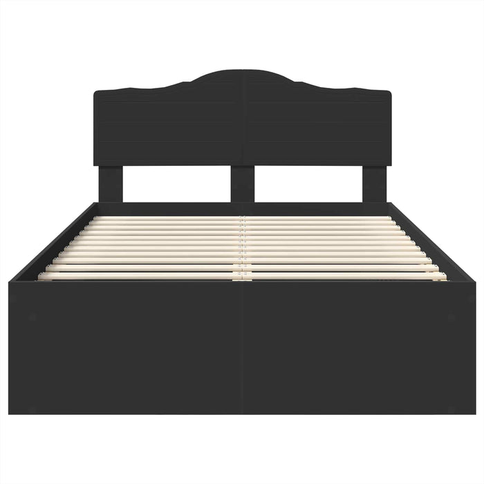 Cadru de pat cu headboard Negru 135 x 190 cm Lemn de pin masiv - WALTI WALTI