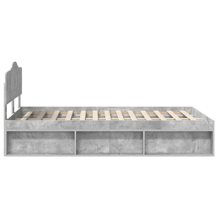 Cadru de pat Gri Concret 135 x 190 cm Lemn de pin masiv - WALTI WALTI