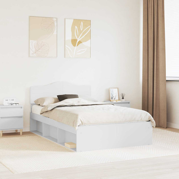 Cadru de pat cu headboard Alb 120 x 200 cm Lemn de pin masiv - WALTI WALTI
